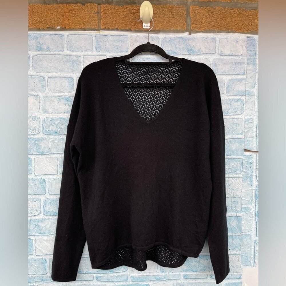 ALLUDE CASHMERE BACK SHEER SWEATER XL